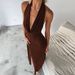 Women's 2025 Autumn New Fashion Sexy Strapless Halter Backless Slim Dress Wholesale_ecoleips.com