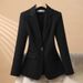 Tailored Slim-Fit Cropped Blazer for Petite Women Office Chic Casual Versatile Jacket_ecoleips.com