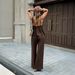 Women's Sexy Resort Style Deep V Suspender Wide Leg Pants Set Spring Summer European American Fashion_ecoleips.com