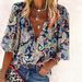 Aria Basics Aria Basics European American Cross-Border Bohemian Retro Geometric 3D Printed Colorful Spring And Autumn Women's Stand Collar Loose_ecoleips.com