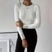 Women's Knitted Long Sleeve Turtleneck Sweater With Cable Twist Design - Classic Retro Style Casual Wear In White (S/M/L/Xl)_ecoleips.com