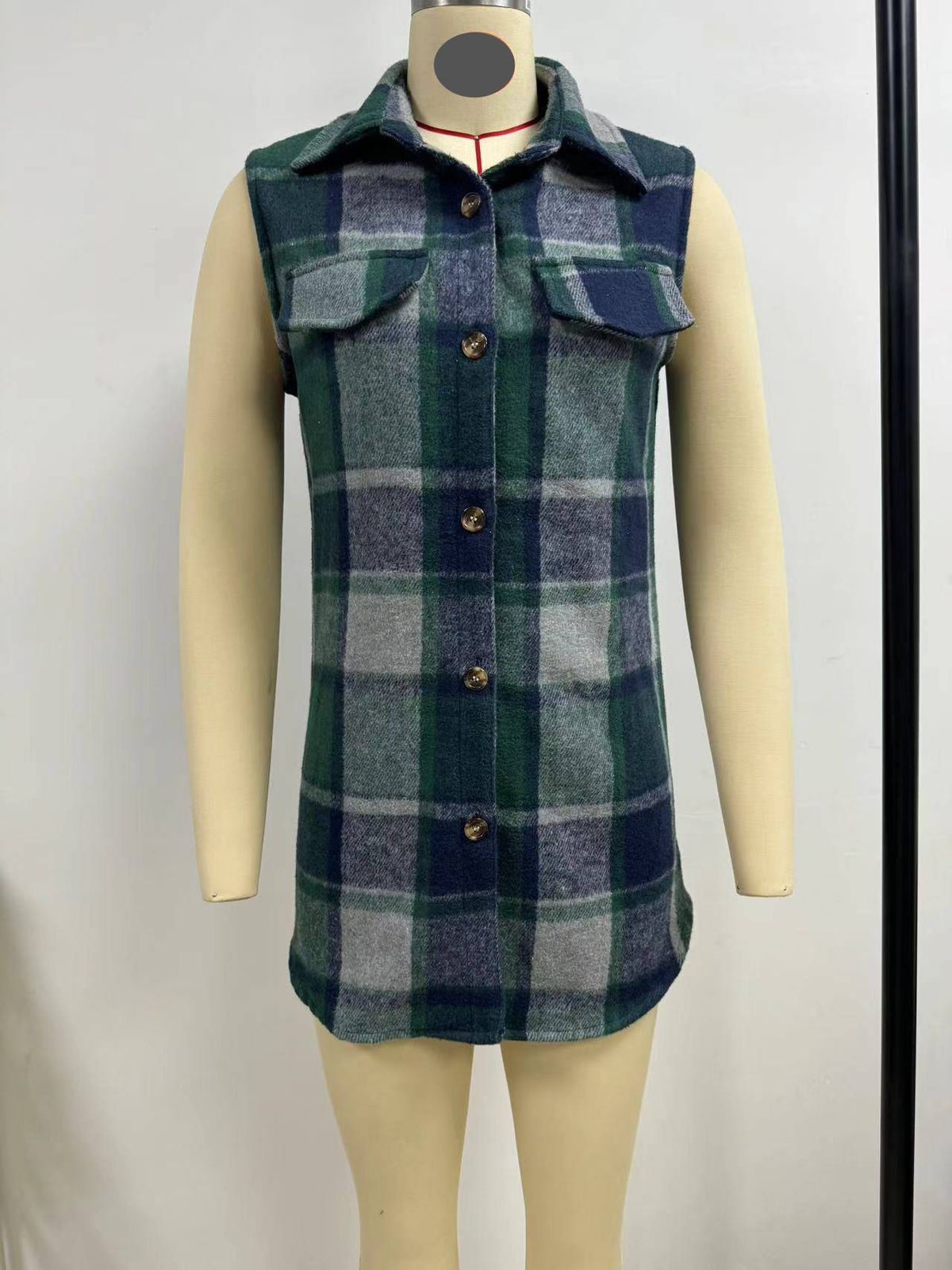Women's Plaid Sleeveless Vest Loose Fit Autumn Winter Fashion Outerwear New European American Style_ecoleips.com