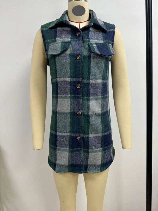 Women's Plaid Sleeveless Vest Loose Fit Autumn Winter Fashion Outerwear New European American Style_ecoleips.com