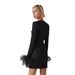 Aria Basics Aria Basics High-End Square Neck Ostrich Feather Long Sleeve Bandage European And American Women's Dress Autumn Style Mature_ecoleips.com