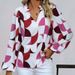 Verve 2025 Autumn New Women's Pullover Geometric Print Shirt_ecoleips.com