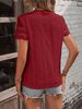 Women's Clothing Simple Solid Color V Casual Short Sleeved Shirt_ecoleips.com