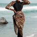 Women's Clothing New Sexy Swimsuit Cover Diving Surfing Conservative Swimsuit Beach Print Leopard Print Sunscreen_ecoleips.com