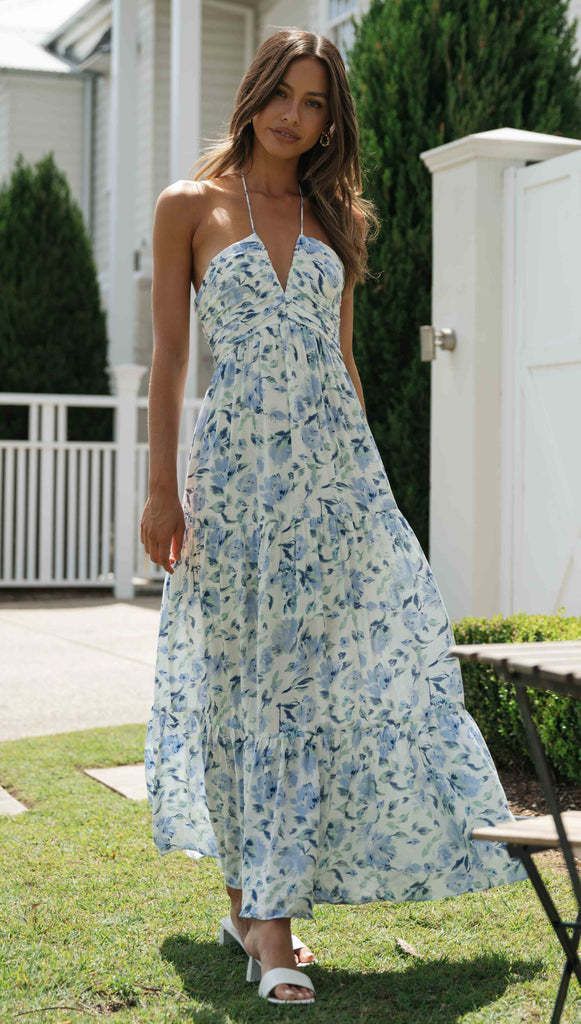 2023 Women's Chiffon V Neck Sleeveless Patchwork Long Dress European American Style in Stock_ecoleips.com