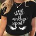 Foreign Trade Clothing, European And American Retro New Eyelash Design Women's Short-sleeve T-shirt_ecoleips.com