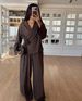 Women's Clothing Women's Fashion Casual Suit Flower Tie Cardigan High Waist Wide Leg Trousers Two Piece Suit For Women_ecoleips.com