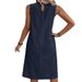 Women's Clothing Round Neck Solid Color Sleeveless Summer Large Size Casual Elegant Women's Dress_ecoleips.com