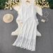 Women's Clothing Round Neck Lantern Sleeve Shirt Top Suit High Waist Slim Lace Patchwork Skirt_ecoleips.com