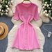Women's Clothing High End Fashionable Metal Button Slim Short Sleeved Dress For Women In Summer With Slim Waist And Temperament Sweater Dress_ecoleips.com