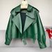 Women's Genuine Sheepskin Leather Jacket – Oversized Biker Style, Wrinkle-Resistant Short Coat For Casual & Office Wear (Black/Green/Red/Orange)_ecoleips.com