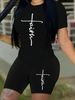 Summer Women's Casual Fashion Faith Print Loose T-shirt+shorts Two-piece Sportswear Suitable For Daily Wear-72_ecoleips.com