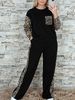 Women's Leopard Print Two Piece Set Crew Neck Top & High Waisted Trousers European American Style Trendy Winter Outfit_ecoleips.com