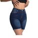 Summer Dark Washed Women's Denim Shorts Mid Rise Slim Fit Frayed Edge Versatile Five Point Style For Women_ecoleips.com