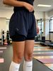 Dual Layer Anti Rub Sports Shorts Women Elastic Waist Split Side Hem Quick Dry Waffle Fabric Gym Training Jogging Casual Lounge Active Shorts_ecoleips.com