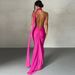 Women's Clothing Summer New Products Oblique Shoulder Sexy Slim Backless Pleated Hollow Suspender Long Dress_ecoleips.com