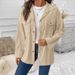 2026 Winter European Style Women Striped Shirt Coat With Big Pockets_ecoleips.com