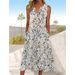 2023 European And American Women's Summer Digital Print V-Neck Floral Long Loose Sleeveless Dress_ecoleips.com