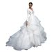 Women's wedding dress, long-sleeved, trailing, high-waisted, slim wedding dress, wedding dress, main yarn, deep V sexy_ecoleips.com