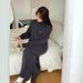Oversized Knit Sweater Dress – High Waist Long Sleeve Slit Hem Tunic For Women, Soft Rayon-Polyester Blend, Fall/Winter Layering Essential_ecoleips.com
