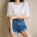 2025s Summer Korean Style New Rolled Hem Student Casual High Waist Shorts Jeans Women's Pants_ecoleips.com
