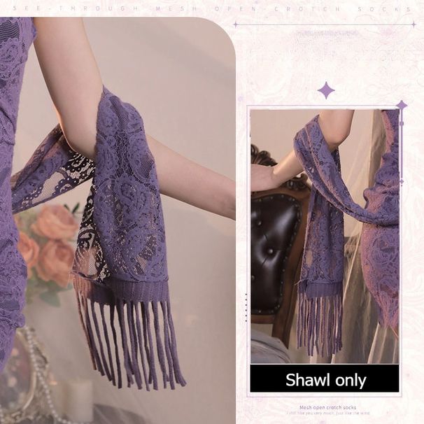 Sexy Lingerie Nightwear New Chinese Nightclub Clothing Bar Uniform Sex Lingerie Spice Girl Purple Lace Hollow Cheongsam Dress_ecoleips.com