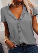 Women's Clothing Women's Ruffled Blouse Short Sleeve Shirt Spring Summer Solid Color Wish For Formal & Casual For Women_ecoleips.com
