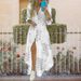 Women's Elegant Printed Long Dress Single-Breasted Slit Shirt Style Spring Fashion_ecoleips.com