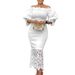 European And American Plus Size Women's Fashion New Style Elegant Lace Patchwork Off-Shoulder Bridesmaid Formal Export_ecoleips.com