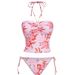 Women's Tankini Set Printed Halter Neck Swimsuit With Ties Two Piece Swimwear For All Seasons_ecoleips.com
