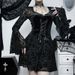 WY23083 Women's Slim Fit Long Dress Elegant Dark Flocked Retro Style Fashionable New Summer Long Sleeve Dress_ecoleips.com