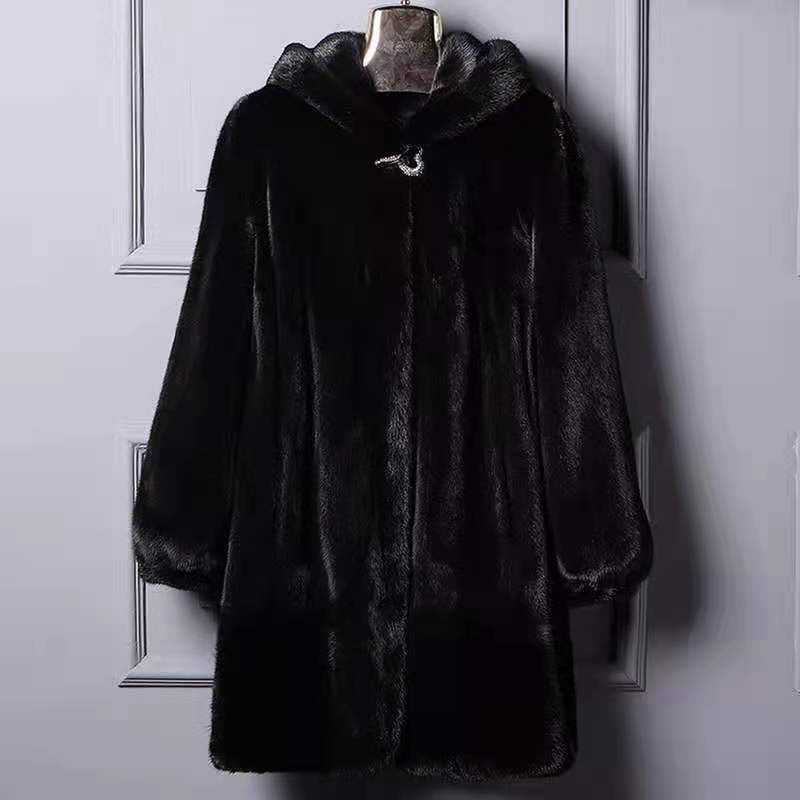 Luxury Faux Fur Coat For Women - Long Hooded Winter Jacket With Pockets, Plus Size Warm Outerwear For Elegant & Casual Style (Black)_ecoleips.com
