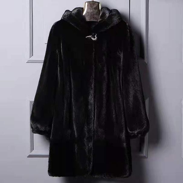 Luxury Faux Fur Coat For Women - Long Hooded Winter Jacket With Pockets, Plus Size Warm Outerwear For Elegant & Casual Style (Black)_ecoleips.com