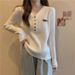 A Large-sized, Slightly Plump, Long-sleeved, V-neck Knitted Top For Women In The Spring And Autumn Style, With A Base Layer Underneath_ecoleips.com