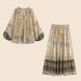 Metallic Print Shirt & Skirt Set – Trendy Matching Outfit For Women (XS/S/M/L, Long Sleeve & Midi Length)_ecoleips.com