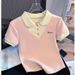 Women's Clothing Slim Fit Polo Collar T-Shirt Short Sleeve Unique Design Summer Top Fits True To Size_ecoleips.com