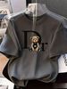 Fashion Sara Home 100% Cotton Women's Summer Fashion T-Shirt Trendy Loose Fit Casual Short Sleeve Printed Bear Top Black White_ecoleips.com