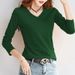This Loose V-Neck Long-Sleeved Top With A Full-Cut Design Conceals Excess Body Fat Effectively. It's Perfect For Autumn_ecoleips.com