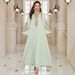 Modest Abaya Dress Muslim Women's Cross-Embroidered Robe Middle Eastern Style Casual Dress For Dubai Travel Polyester_ecoleips.com