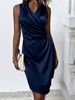 Women's Sleeveless Halter Neck Mini Dress Backless Waist Cinching Slimming Fashion Elegant_ecoleips.com