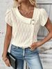 European And American Style Women's Solid Color Top Elegant Slanted Neck Design Summer New Arrival Cross Border Fashion for Ladies_ecoleips.com