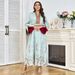 Women’s Clothing Muslim Women's Splicing V Neck Long Sleeved Muslim Dress Spring New Beaded Dress Long Skirt_ecoleips.com
