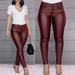Women's Solid Colour PU Leather Pants Casual Sexy Calf Pants_ecoleips.com