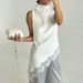 Women's Satin Sleeveless Top Lace Trimmed Turtleneck Vest European American Style Irregular Summer New Cross Border_ecoleips.com