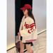 Women's Clothing Plush And Thickened Temperament Coat Spring And Autumn Letter Loose Cardigan Baseball Jacket Fur Coat_ecoleips.com