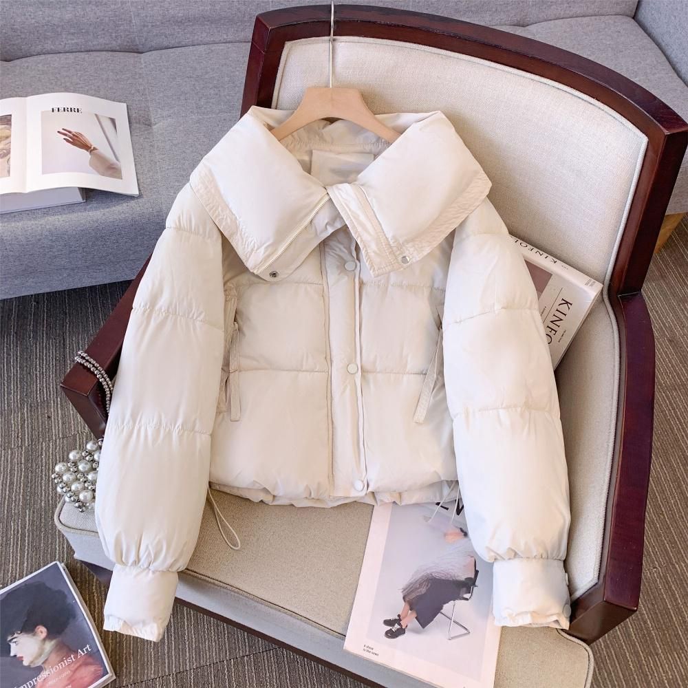 Women's Clothing Puffer Jacket Oversized Thickened Fashionable Large Lapel Korean Style Short Coat For Petite Height Enhancement_ecoleips.com