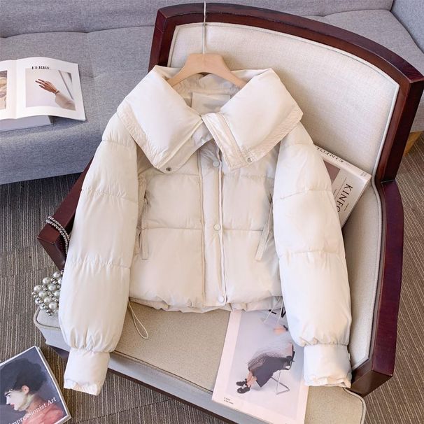Women's Clothing Puffer Jacket Oversized Thickened Fashionable Large Lapel Korean Style Short Coat For Petite Height Enhancement_ecoleips.com